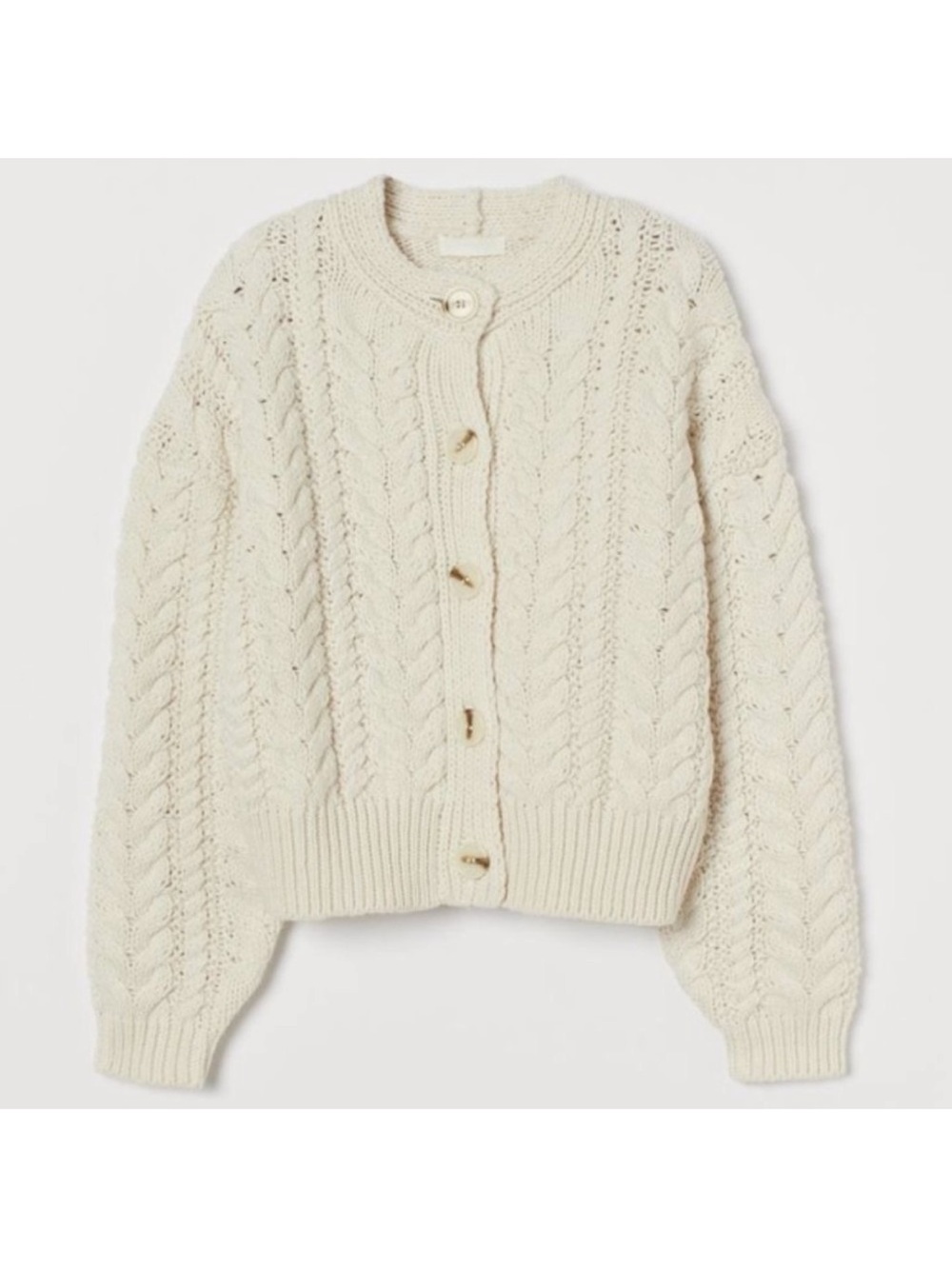 H&M Chunky Cable Knit Cardigan - Cream - Picture 2 of 2